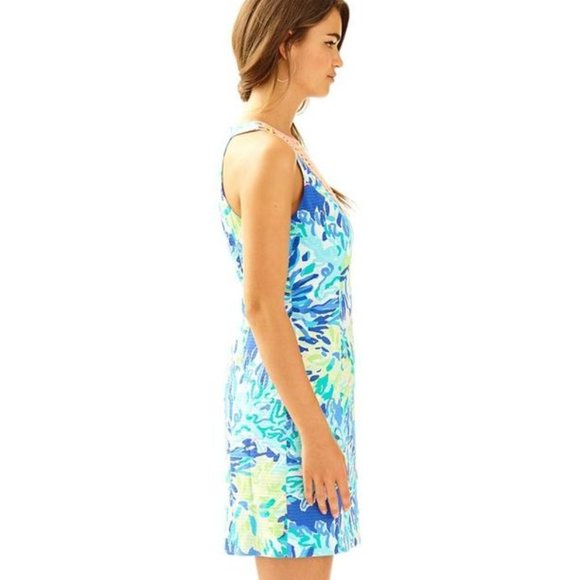 NWT Lilly Pulitzer Scuba Dress Brilliant Blue Wade and Sea Pearl Shift Printed - Picture 2 of 10